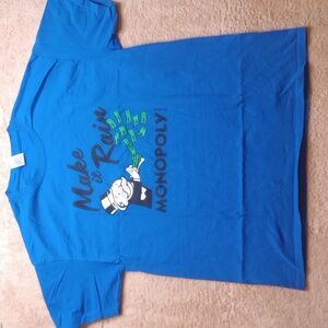 Monopoly Graphic Tee Shirt Adult Large Heavyweight Blue Makin It Rain 2008